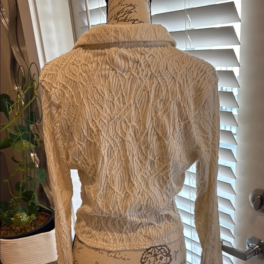 Cream Button-Up Women's Top - Picture 2 of 5